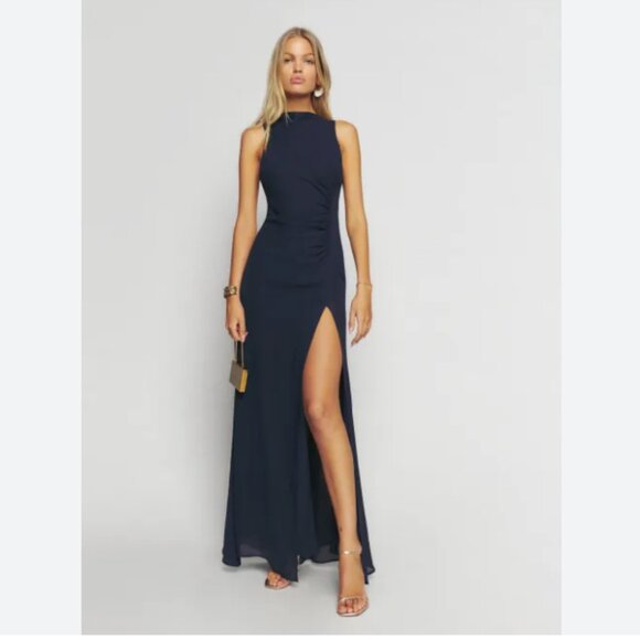 Reformation Dresses & Skirts - Reformation Senna Dress Navy 4